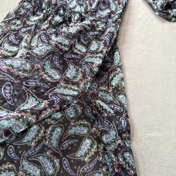 Victorias Secret Beach Dress Womens Medium Black Maxi Paisley Sheer Cover Up - Picture 13 of 16